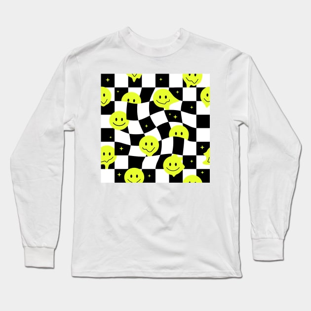 Checkered smiley Long Sleeve T-Shirt by disturbingwonderland